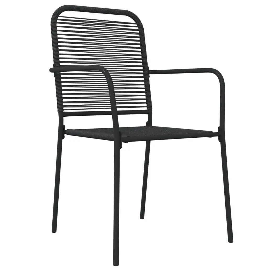 Garden Dining Set Outdoor Furniture 7 Piece Black Cotton Rope Steel Frame