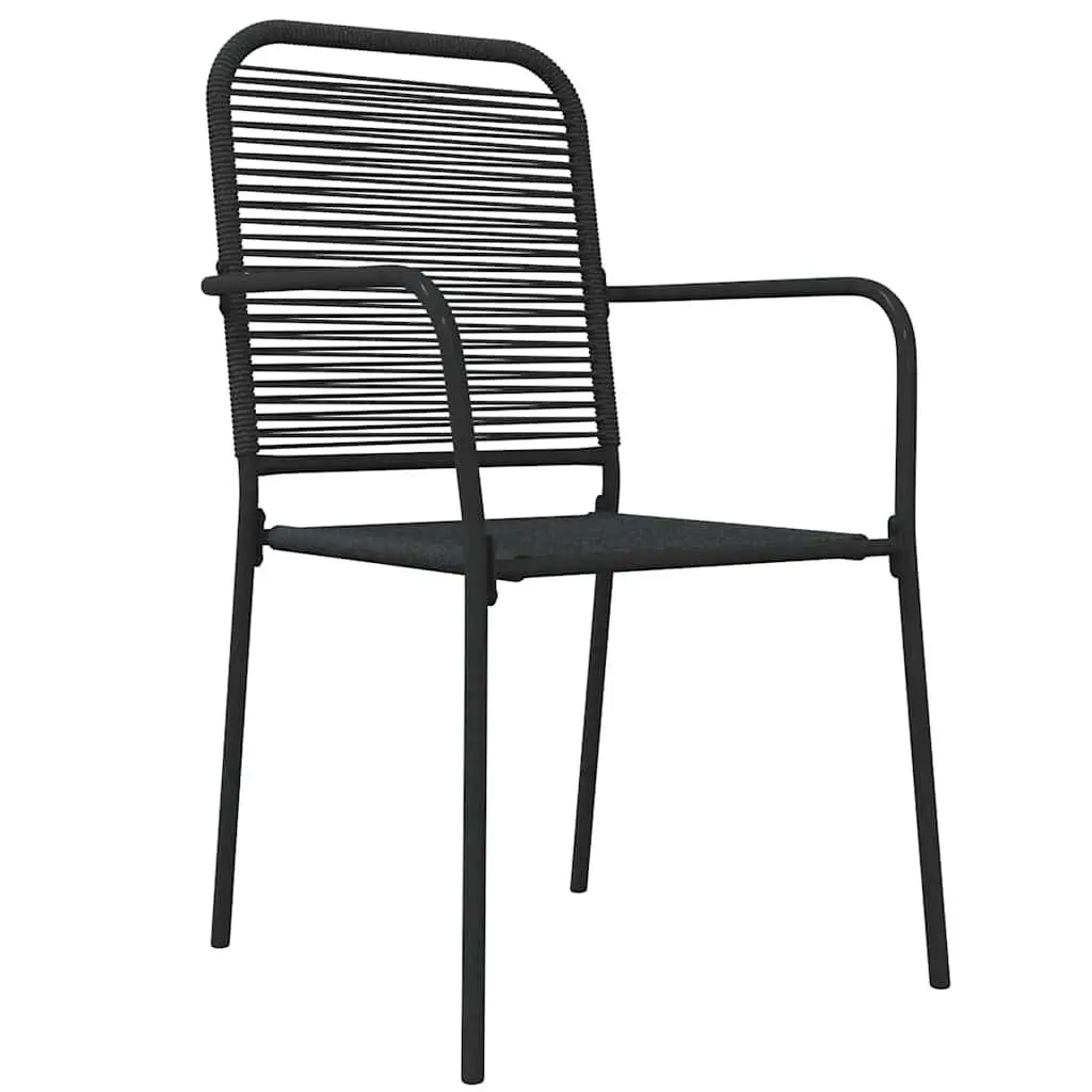 5 Piece Garden Dining Set Black Cotton Rope Steel Outdoor Patio Furniture