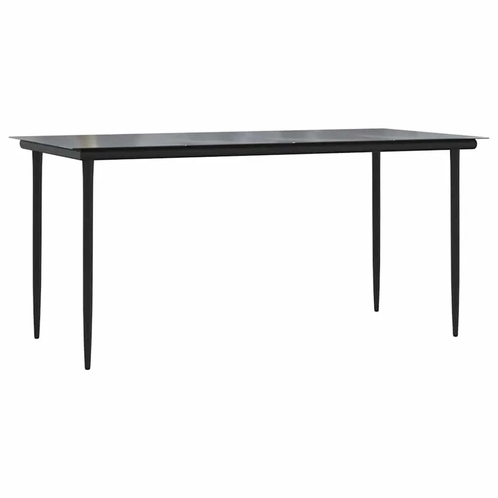 5 Piece Garden Dining Set Black Cotton Rope Steel Outdoor Patio Furniture