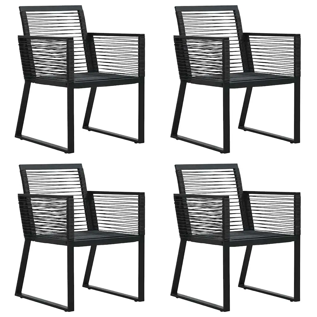 Outdoor Garden Dining Set 5 Piece Black Rattan Chairs Table Patio