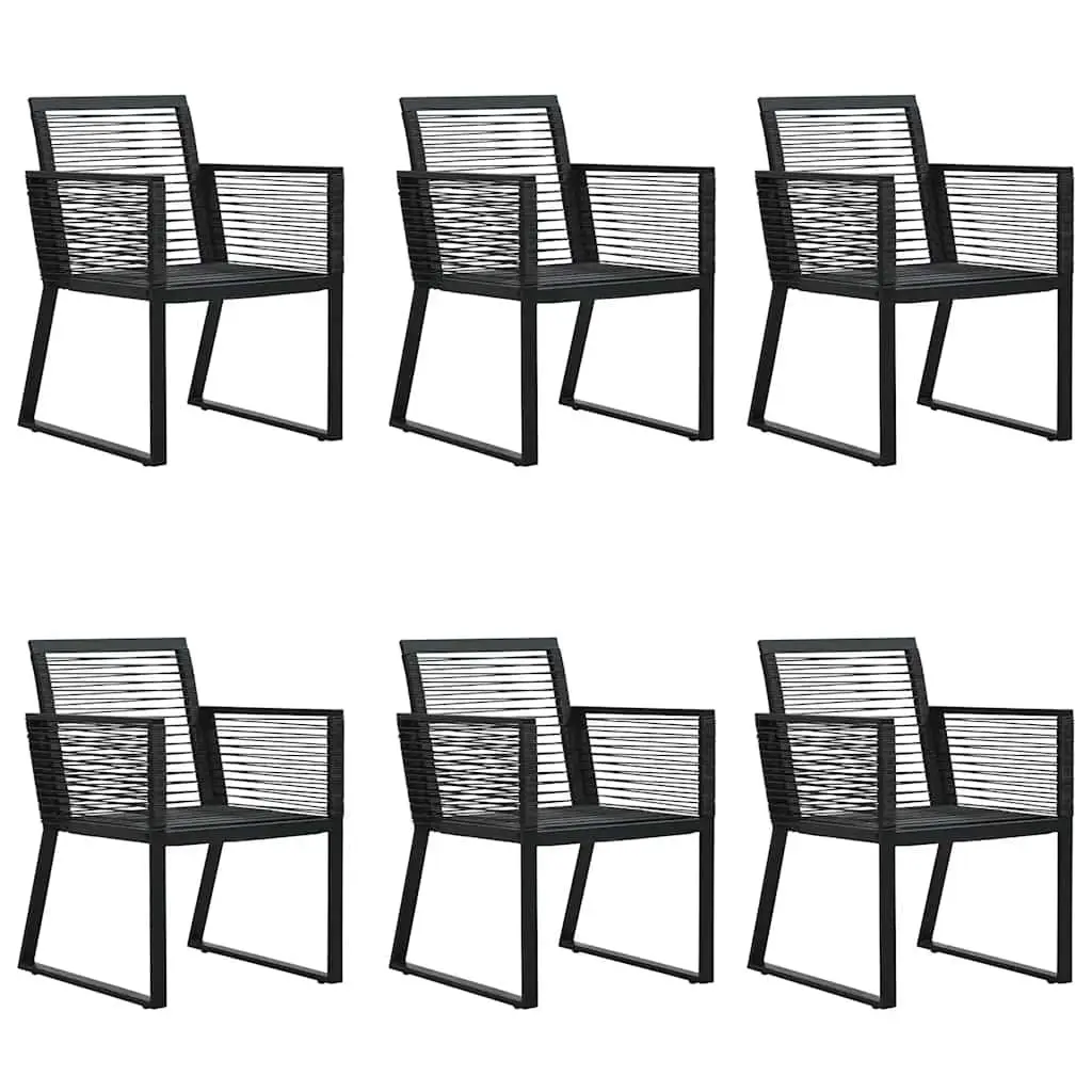 Outdoor Dining Set 7 Piece for Garden Black Rattan Chairs and Table