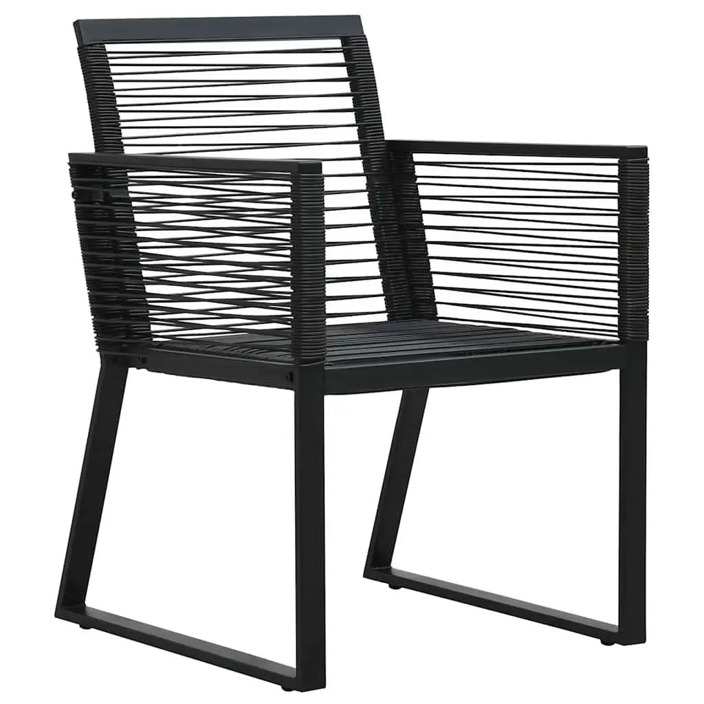 Outdoor Dining Set 7 Piece for Garden Black Rattan Chairs and Table