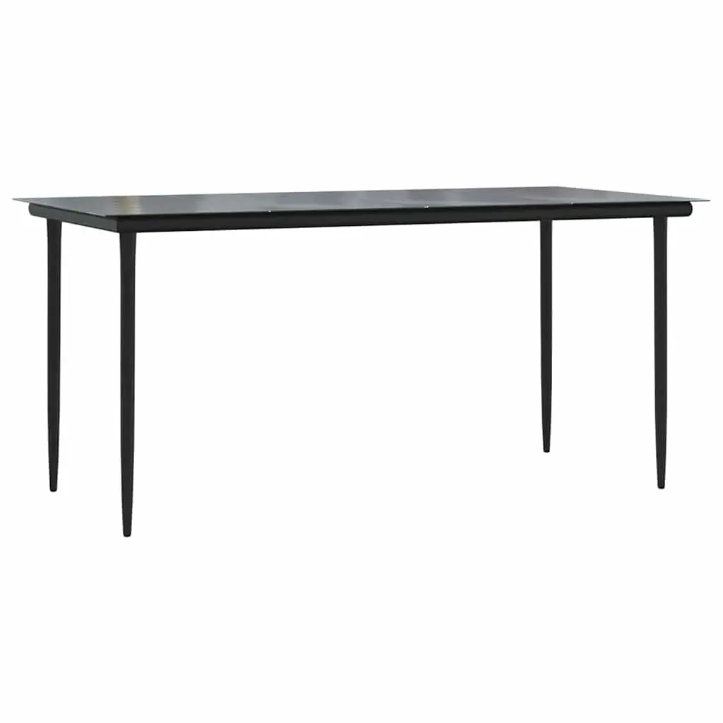 Outdoor Dining Set 7 Piece for Garden Black Rattan Chairs and Table