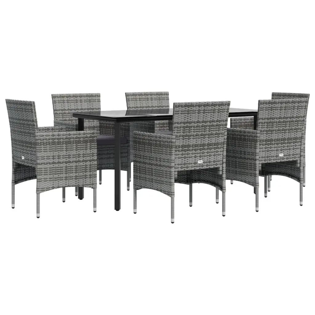 7 Piece Garden Dining Set Outdoor Furniture Grey Black