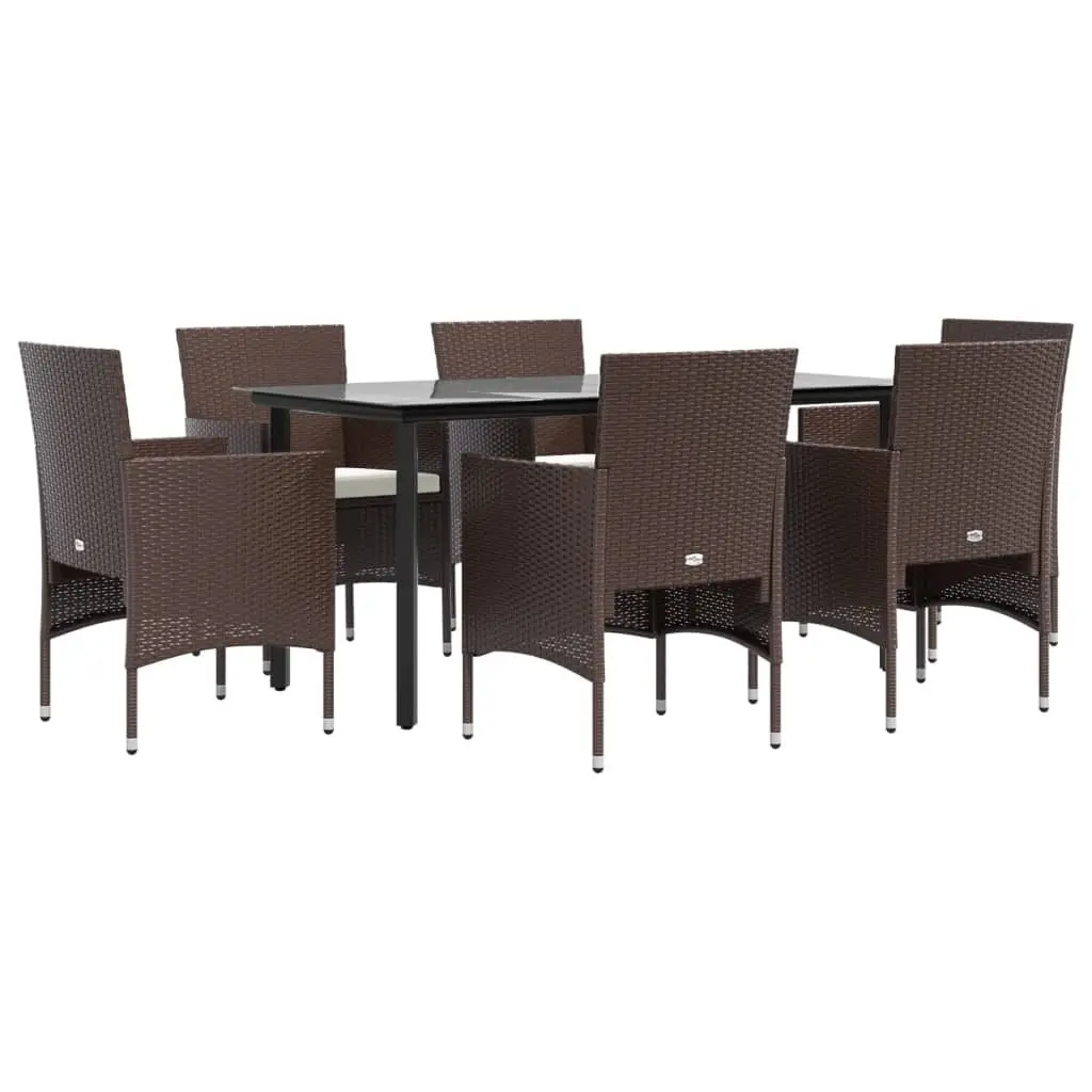 7 Piece Garden Dining Set Outdoor Use Brown Black