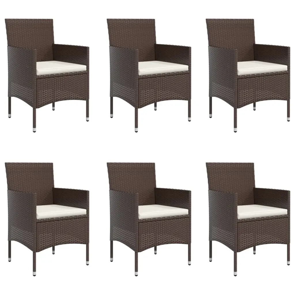 7 Piece Garden Dining Set Outdoor Use Brown Black