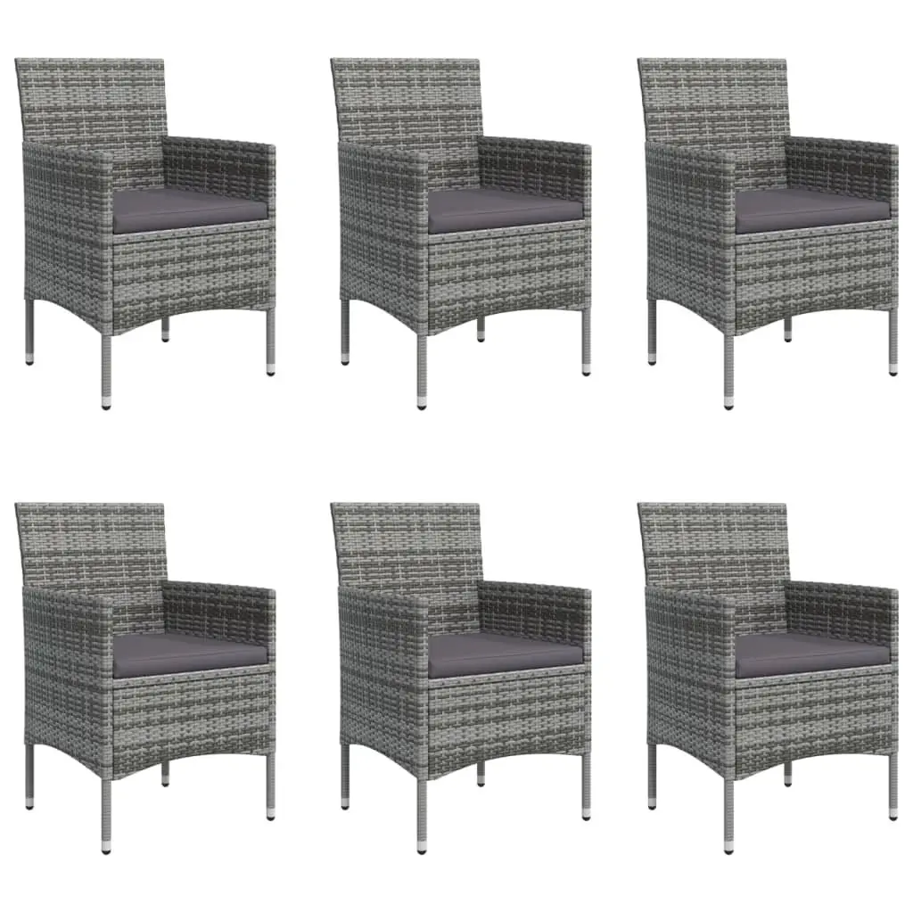 7 Piece Outdoor Garden Dining Set Grey Black Chairs Table Cushions