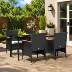 Outdoor Garden Dining Set 5 Piece Patio Furniture Table Chairs with Cushions