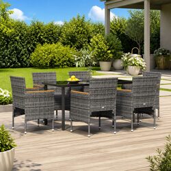 Garden Dining Set 7 Piece Outdoor Patio Furniture Chairs Table with Cushions