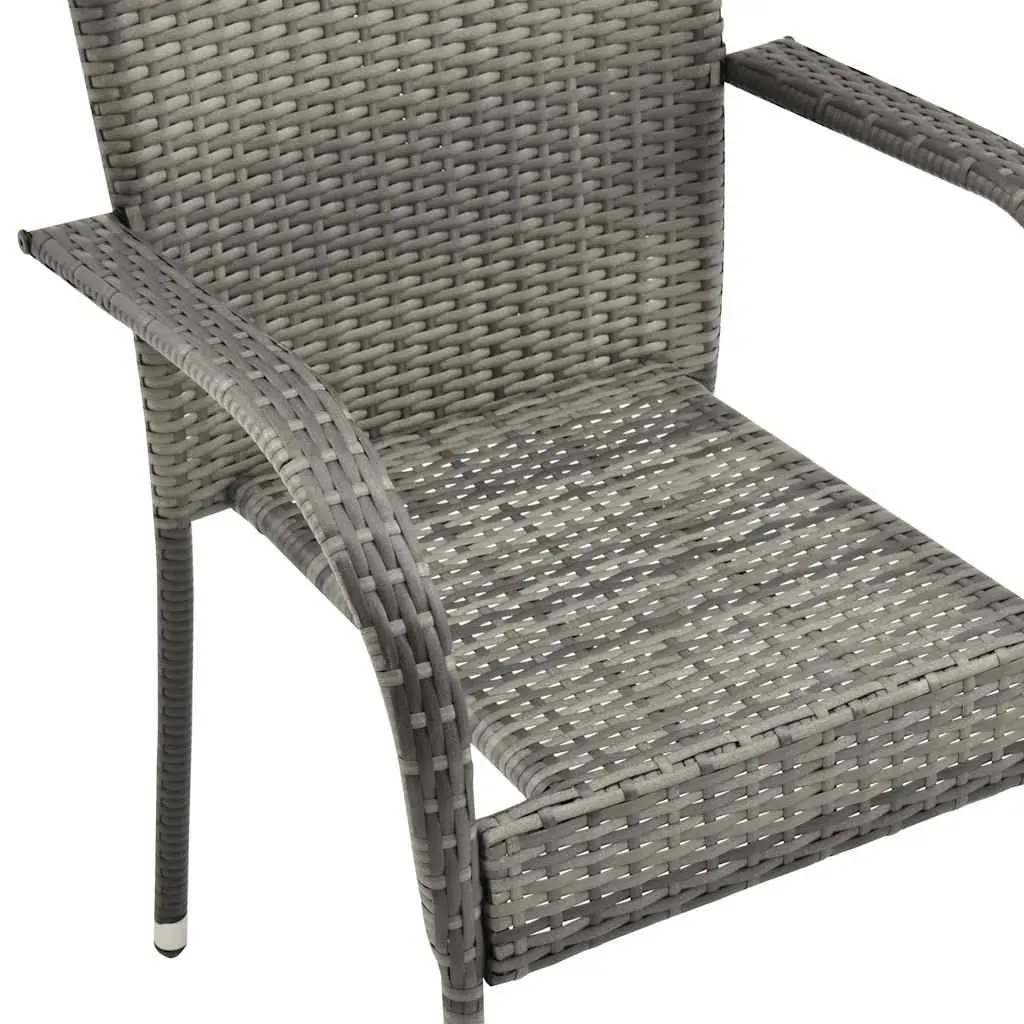 Garden Dining Set Outdoor Use 5 Piece Grey Poly Rattan Patio Table Chairs