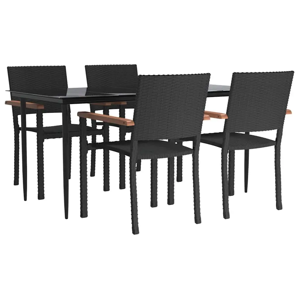 Black Garden Dining Set 5 Piece Outdoor Patio Furniture with Table and Chairs