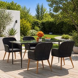 Garden Dining Set 5 Piece Outdoor Furniture Table Chairs Cushions Black Patio