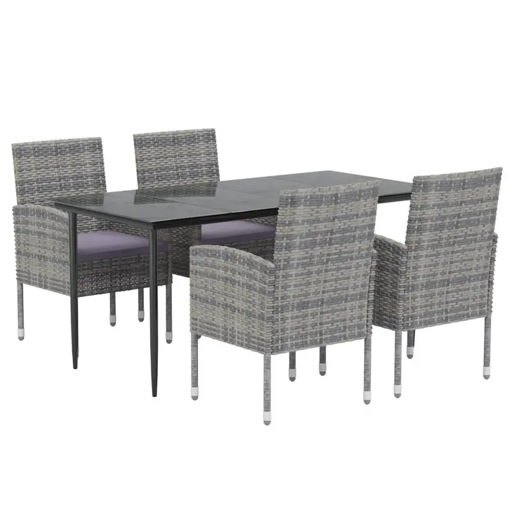 Outdoor Dining Set 5 Piece Garden Furniture Table Chairs Poly Rattan Anthracite