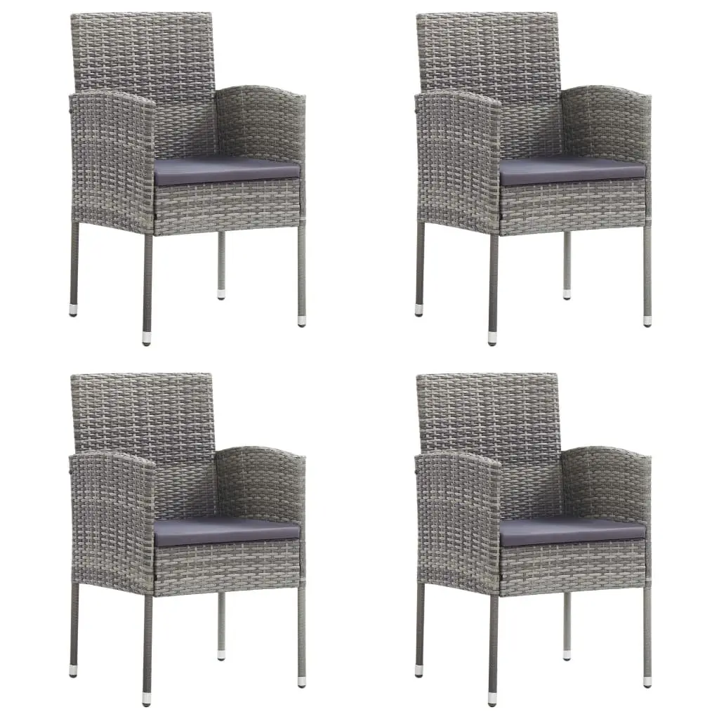 Outdoor Dining Set 5 Piece Garden Furniture Table Chairs Poly Rattan Anthracite