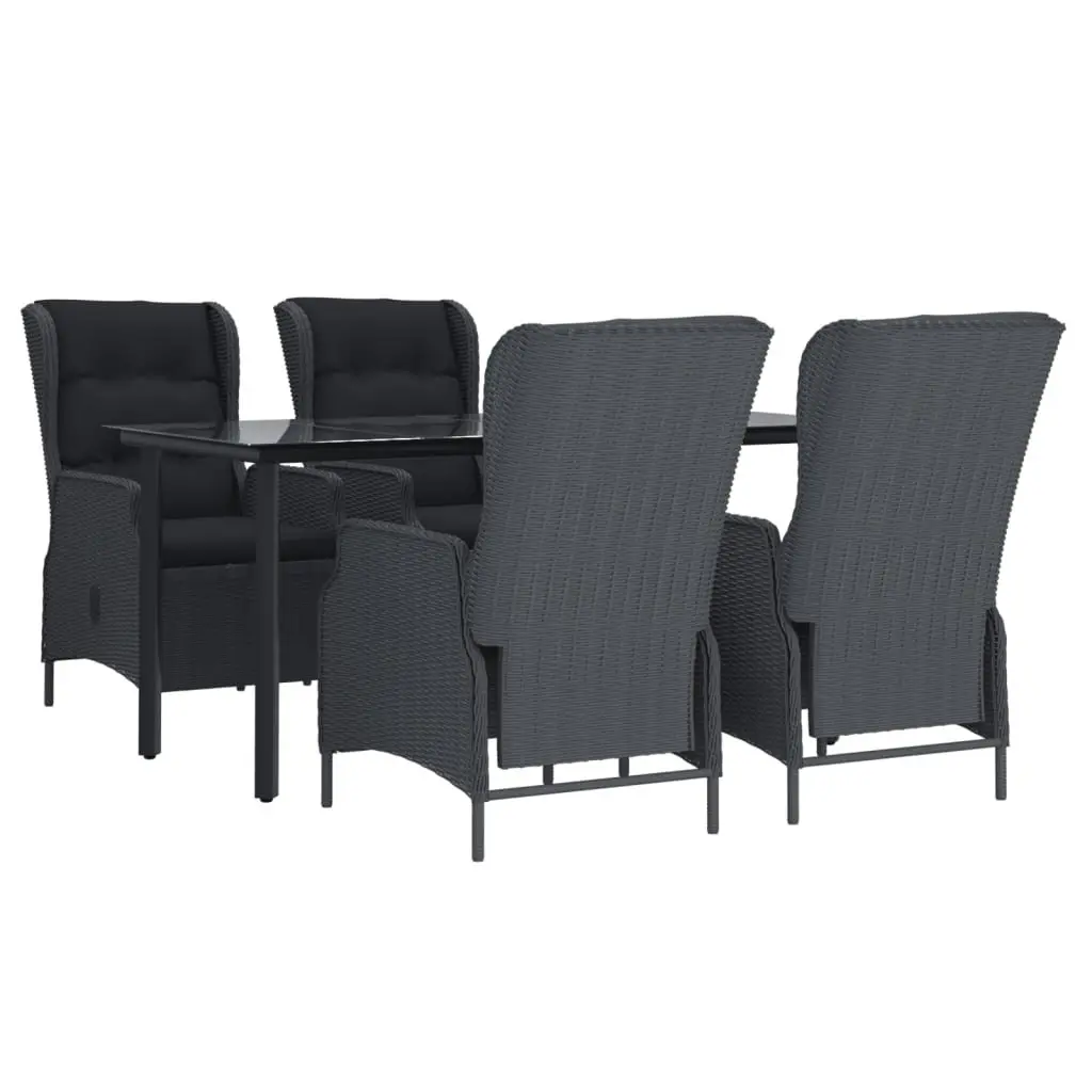 5 Piece Garden Dining Set Outdoor Furniture Patio Table Chairs Dark Grey