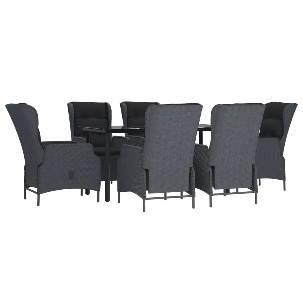 7 Piece Garden Dining Set Outdoor Patio Furniture Grey Poly Rattan Table Chairs