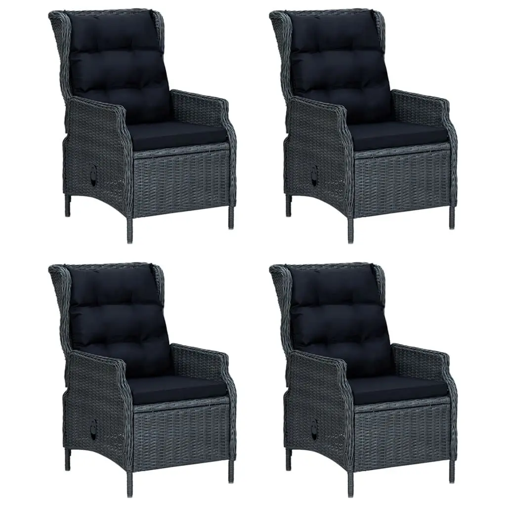 5 Piece Outdoor Dining Set Garden Furniture Grey Poly Rattan Patio Table Chairs