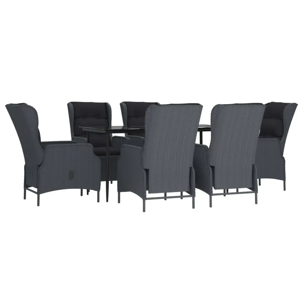 7 Piece Garden Dining Set Grey Poly Rattan Outdoor Furniture Patio Table Chairs