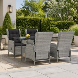 Specifications of 5-Piece Grey Poly Rattan Patio Set