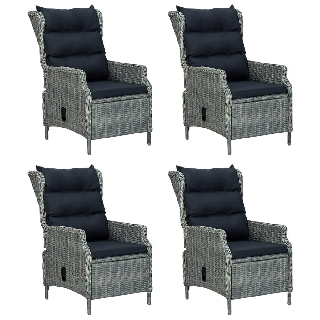 5 Piece Outdoor Furniture Set Grey Poly Rattan Dining Set with Table and Chairs for Garden and Patio
