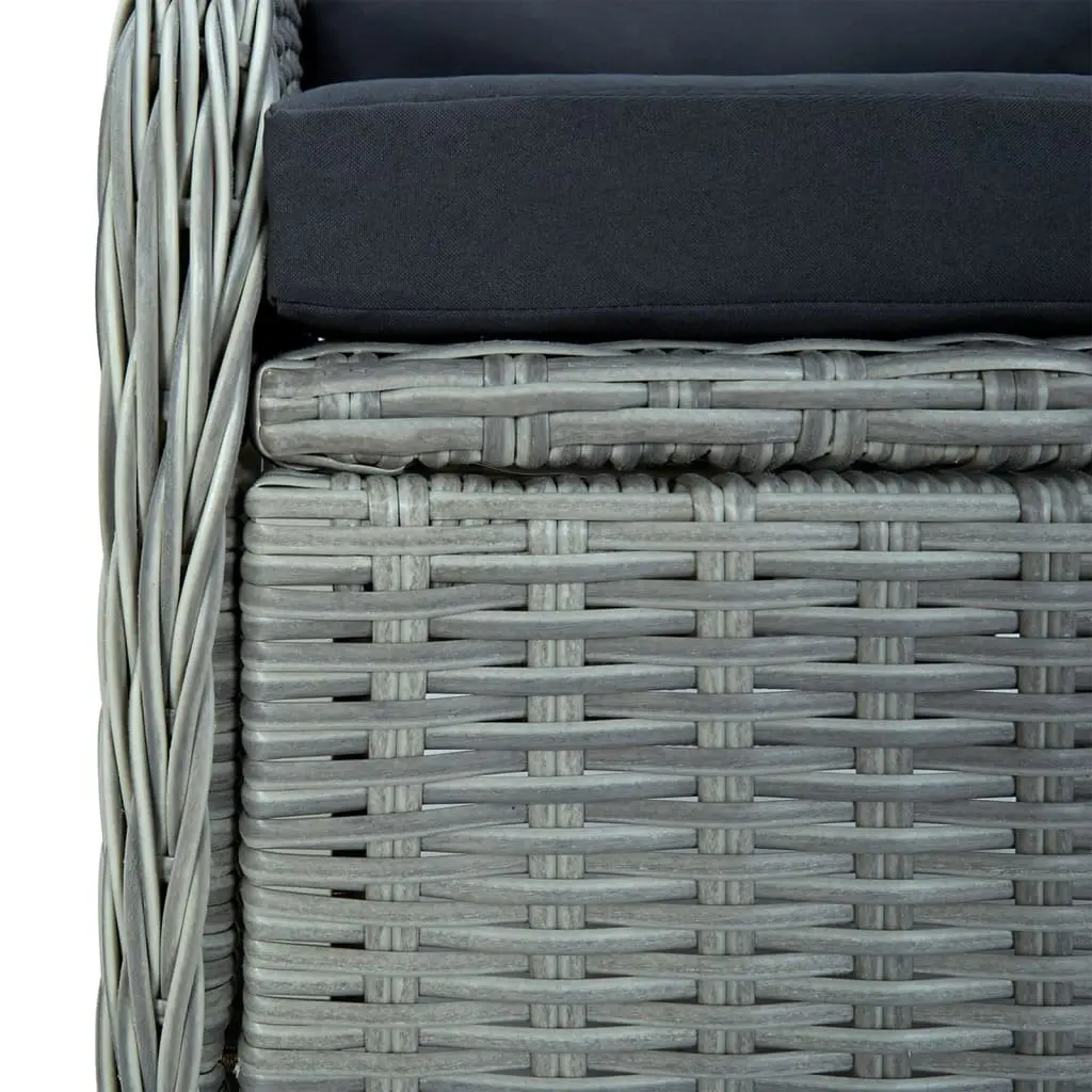 5 Piece Outdoor Furniture Set Grey Poly Rattan Dining Set with Table and Chairs for Garden and Patio