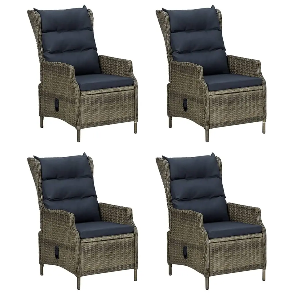 5 Piece Outdoor Dining Set Garden Furniture Brown Rattan Chairs and Table with Adjustable Backrest for Relaxation
