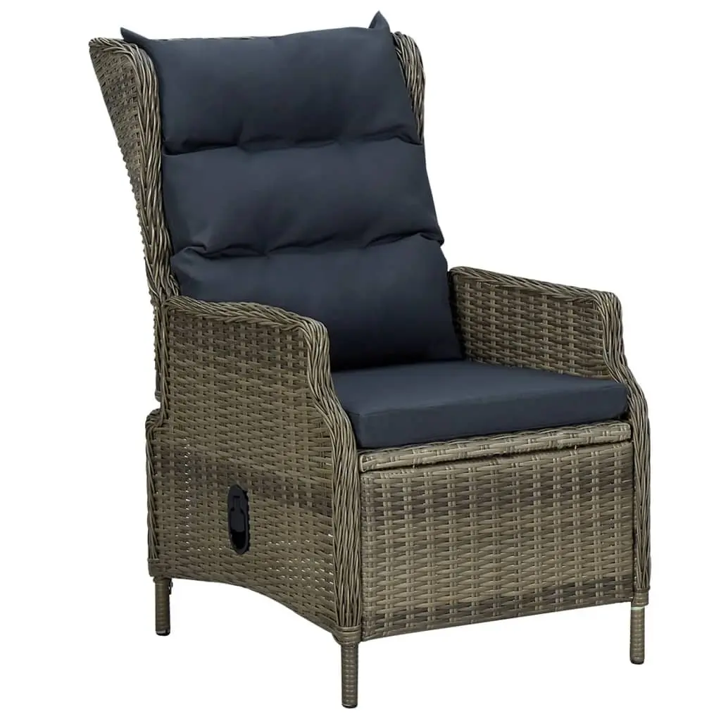5 Piece Outdoor Dining Set Garden Furniture Brown Rattan Chairs and Table with Adjustable Backrest for Relaxation