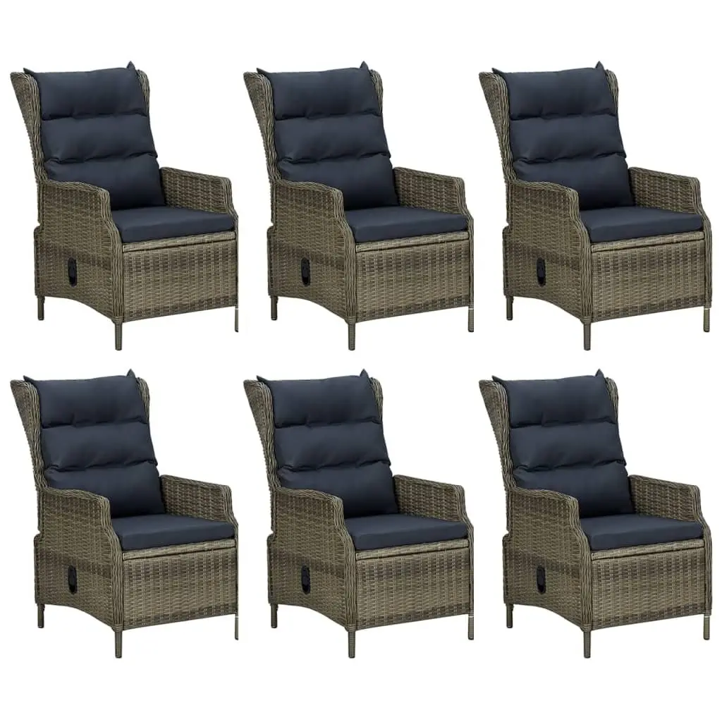 7 Piece Outdoor Garden Dining Set Brown Poly Rattan Patio Furniture with Chairs