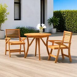 3-Piece Garden Dining Set - Solid Acacia Wood Construction