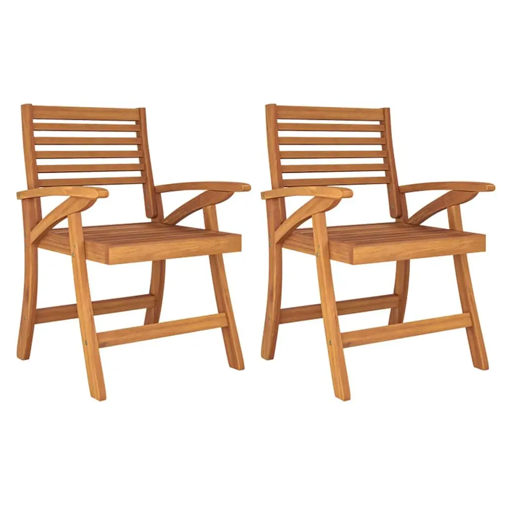 Outdoor Dining Set 3 Piece Brown Acacia Wood Furniture for Garden Patio Table and Chairs