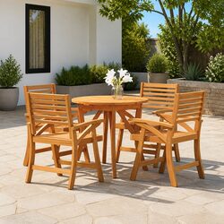 5-Piece Garden Dining Set: Solid Acacia Wood, Brown