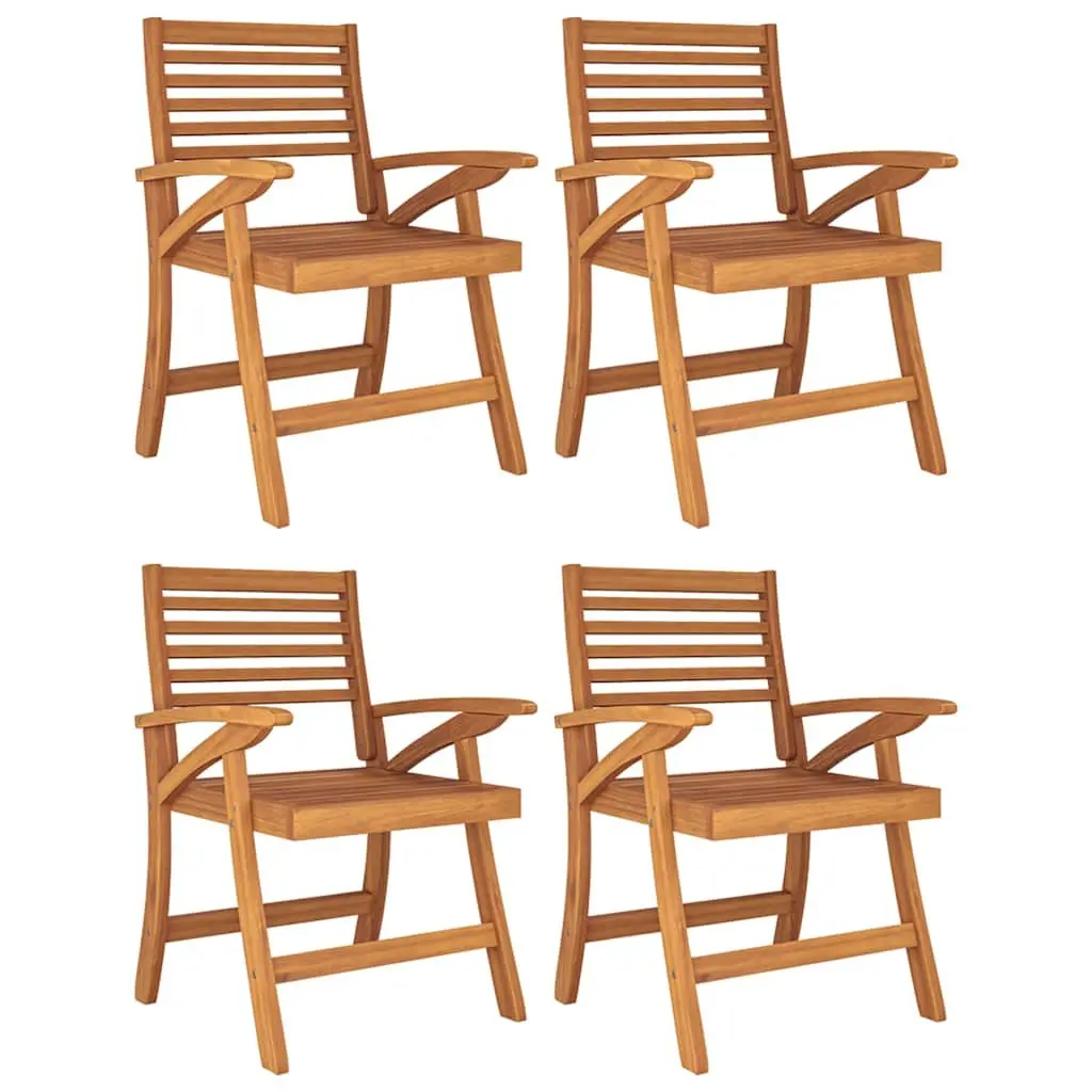 Garden Dining Set Outdoor Use 5 Piece Brown Solid Wood Acacia Table Chairs