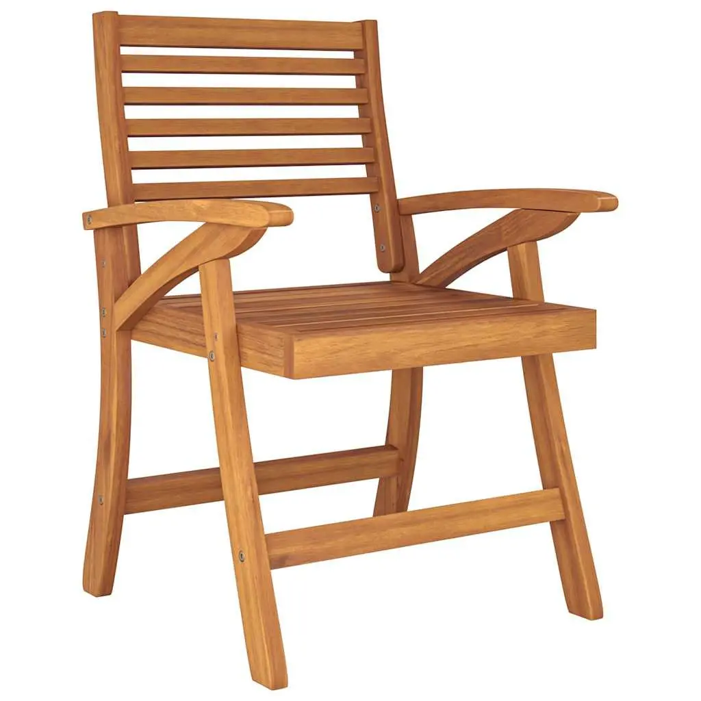 Garden Dining Set Outdoor Use 5 Piece Brown Solid Wood Acacia Table Chairs