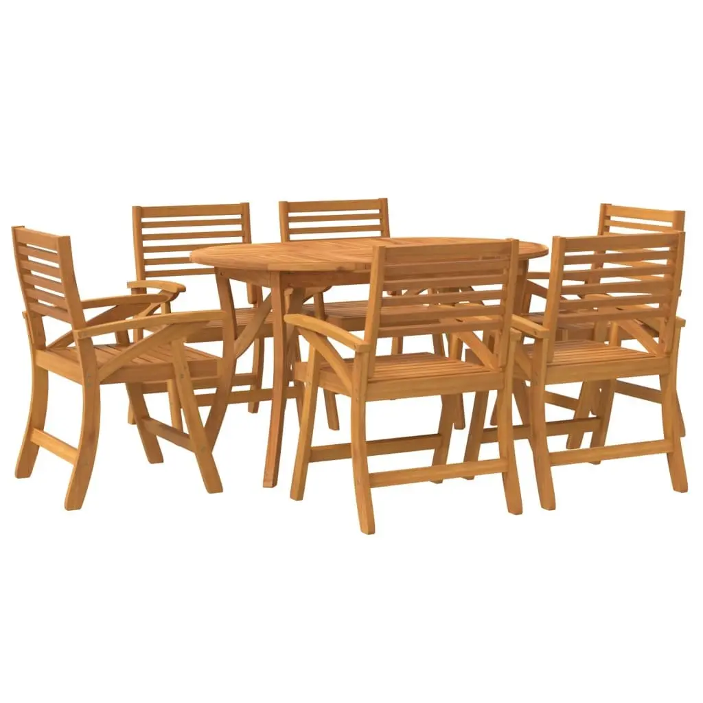 Garden Dining Set 7 Piece Outdoor Furniture Solid Wood Acacia Brown Patio