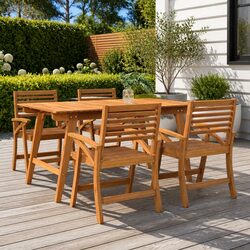 Garden Dining Set: 5 Pieces in Solid Acacia Wood