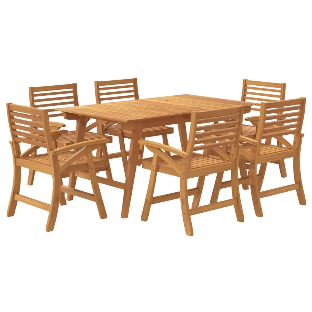 Garden Dining Set Outdoor Use 7 Piece Acacia Wood Patio Furniture