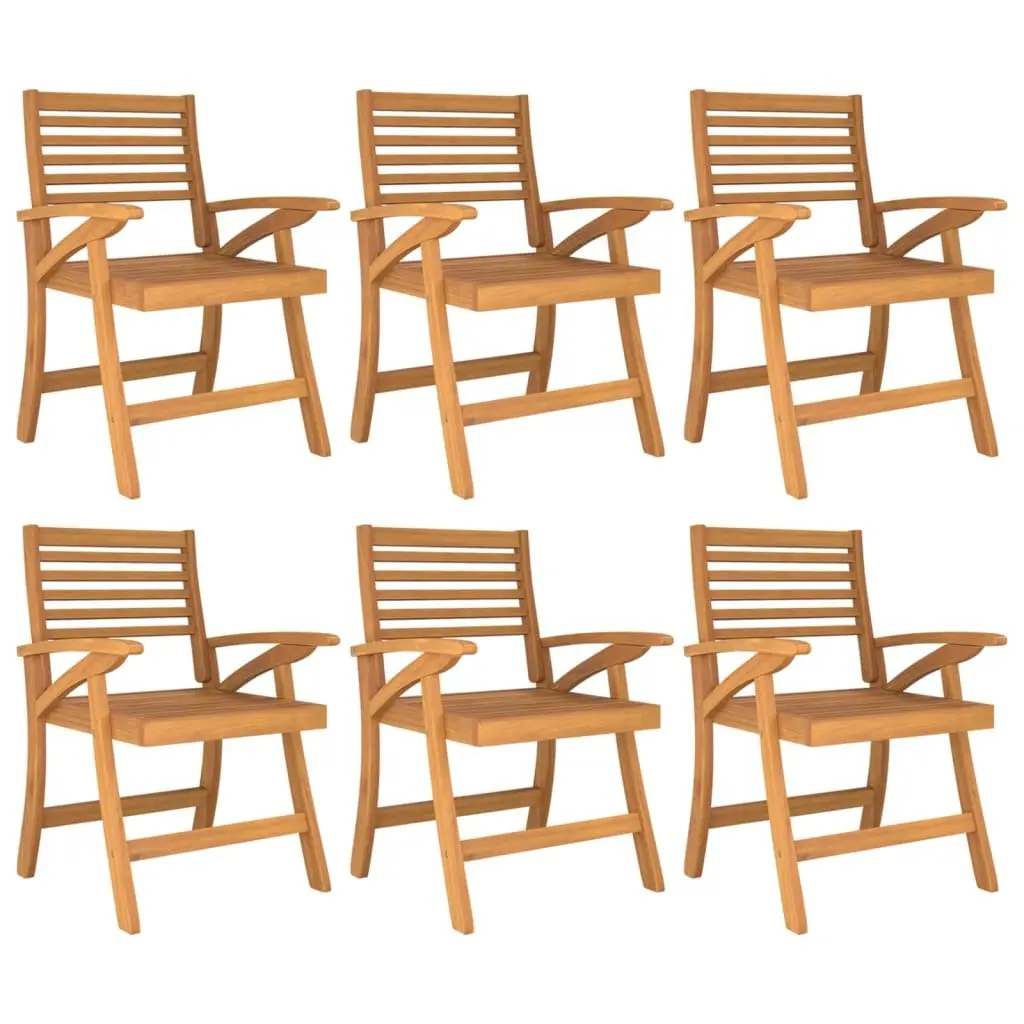 7 Piece Acacia Wood Dining Set for Outdoor Patio Brown Garden Furniture