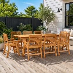 Specifications for 9 Piece Brown Acacia Wood Dining Set