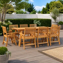 8 Classic Wooden Outdoor Garden Chairs - Acacia