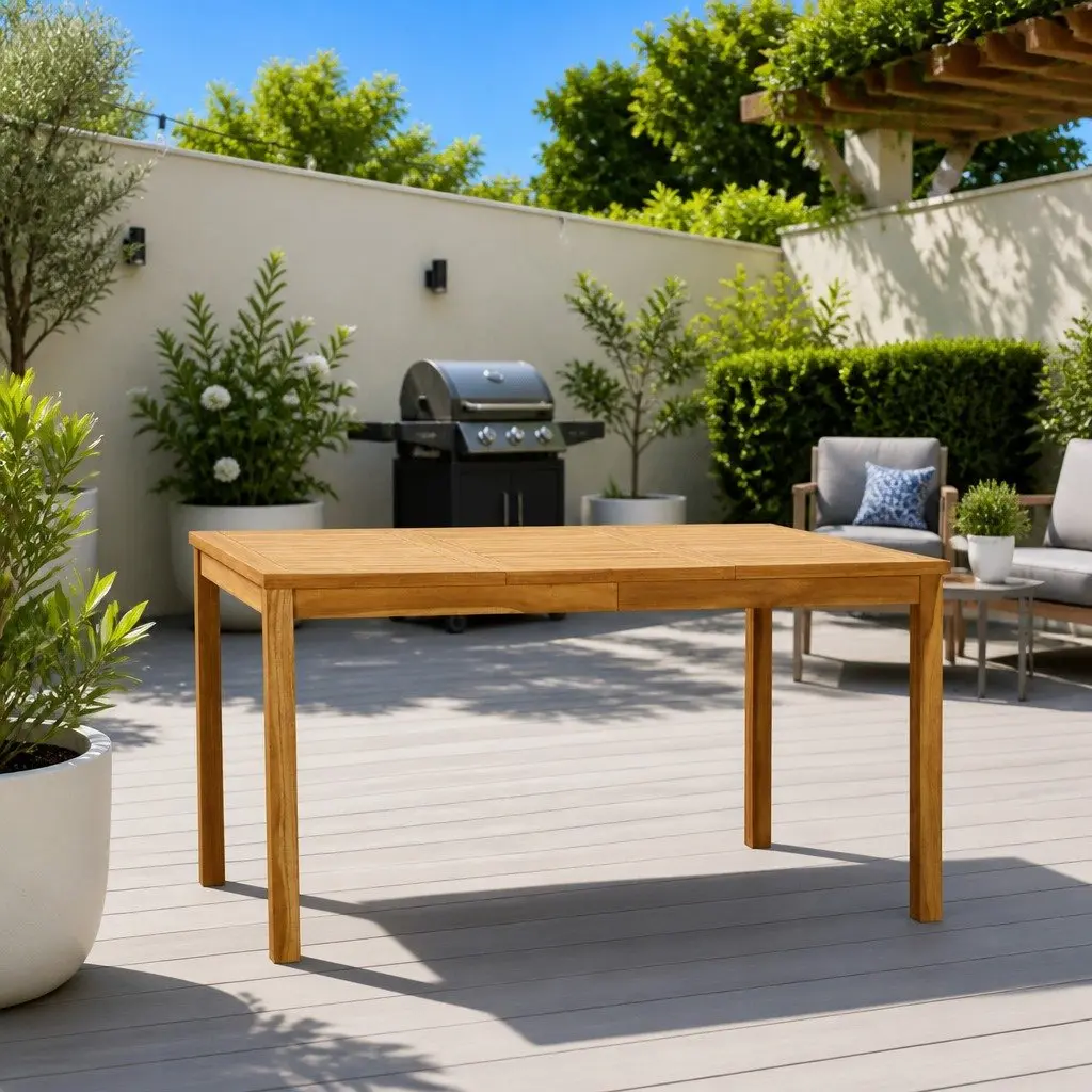 Garden Dining Table Outdoor Use Teak Wood Brown 140x80x77cm