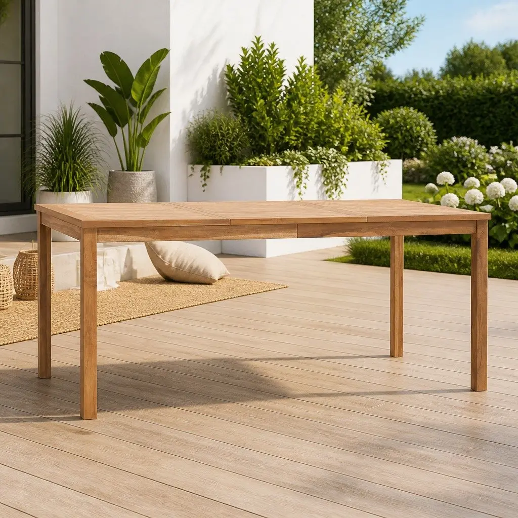Outdoor Dining Table 180x90x77cm Solid Teak Wood Garden Patio Furniture Brown