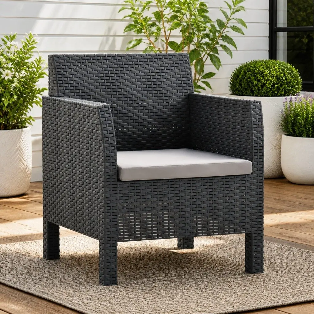 Garden Armchair Outdoor Seating with Cushion Anthracite 63x65x76cm