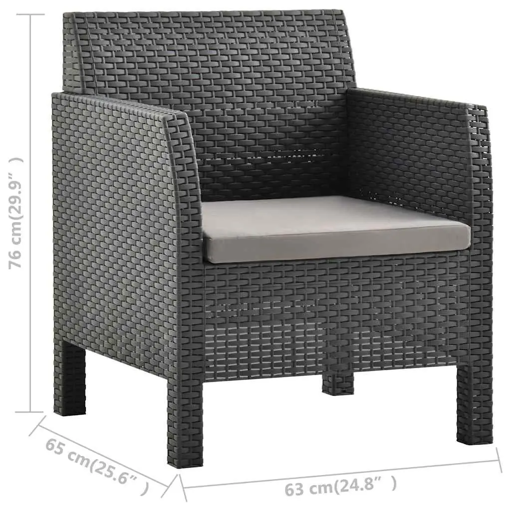 Garden Armchair Outdoor Seating with Cushion Anthracite 63x65x76cm