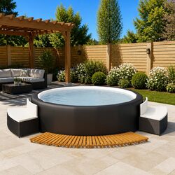 Hot Tub Surround with Solid Acacia Wood and Steel Frame