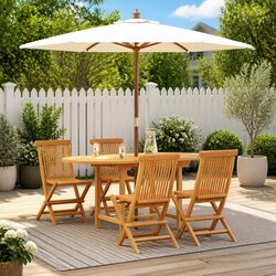 5-Piece Garden Dining Set with Teak Wood Construction