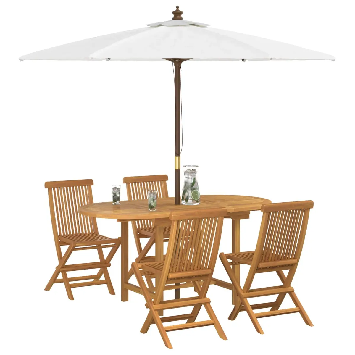 5-Piece Garden Dining Set with Teak Wood Construction
