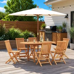 Garden Dining Set 7 Pieces – Solid Teak Wood Construction