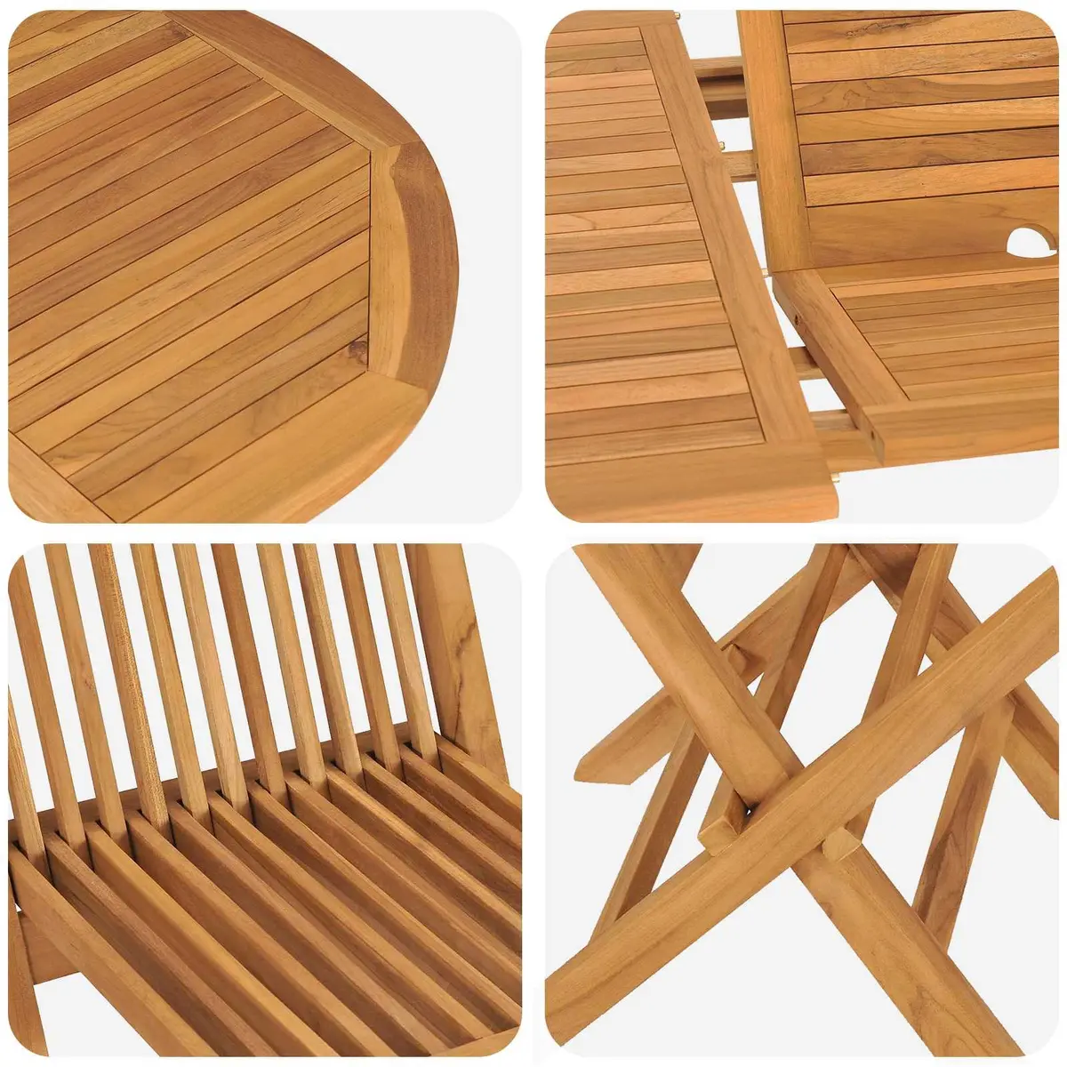 Garden Dining Set 5 Piece Outdoor Table Chair Teak Wood Brown Patio Furniture