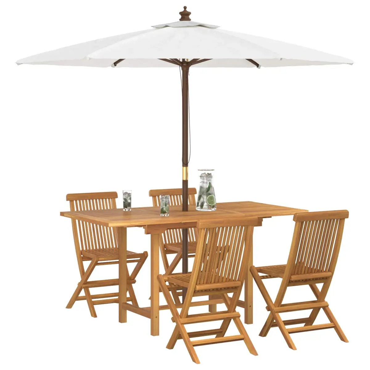 5-Piece Garden Dining Set with Solid Teak Wood Construction
