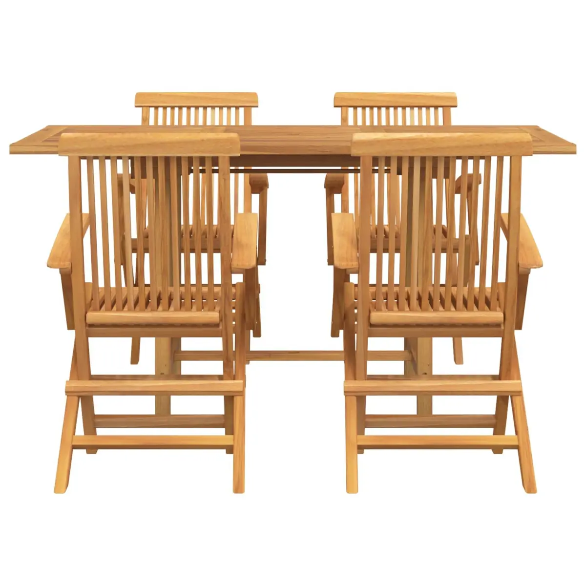 Garden Dining Set Outdoor Furniture 5 Pieces Solid Teak Wood Table Chairs